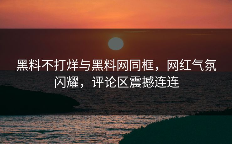 黑料不打烊与黑料网同框，网红气氛闪耀，评论区震撼连连