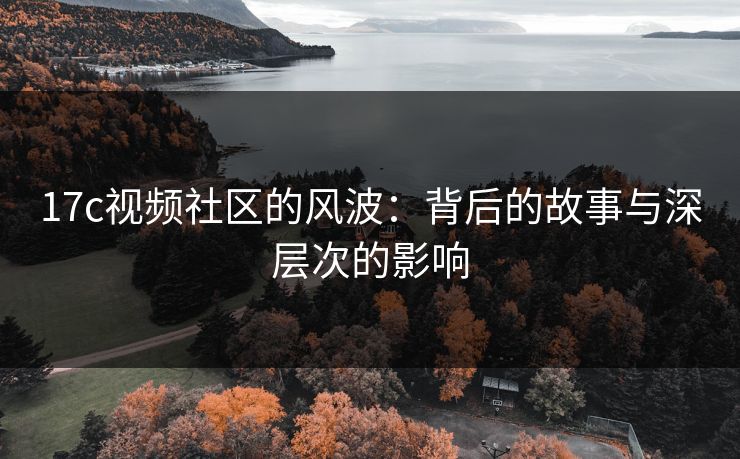 17c视频社区的风波：背后的故事与深层次的影响