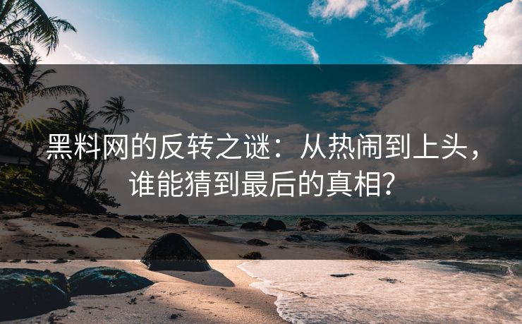 黑料网的反转之谜：从热闹到上头，谁能猜到最后的真相？