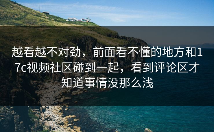 越看越不对劲,前面看不懂的地方和17c视频社区碰到一起,看到评论区才知道事情没那么浅