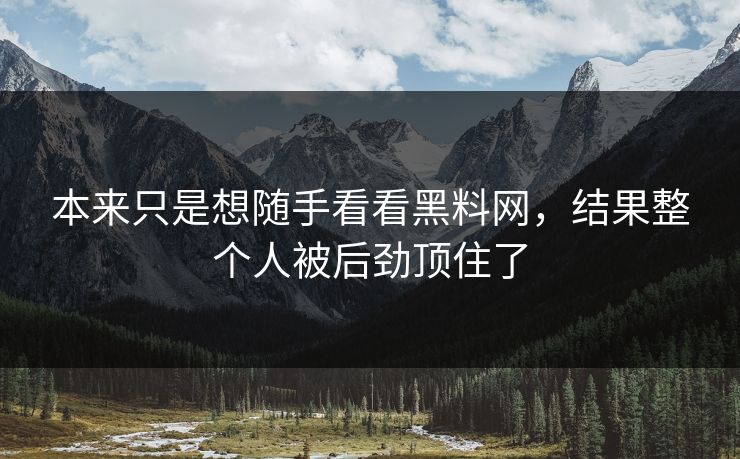 本来只是想随手看看黑料网，结果整个人被后劲顶住了
