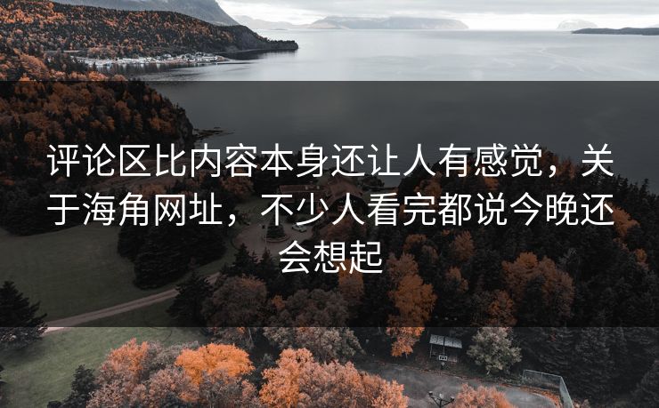 评论区比内容本身还让人有感觉，关于海角网址，不少人看完都说今晚还会想起