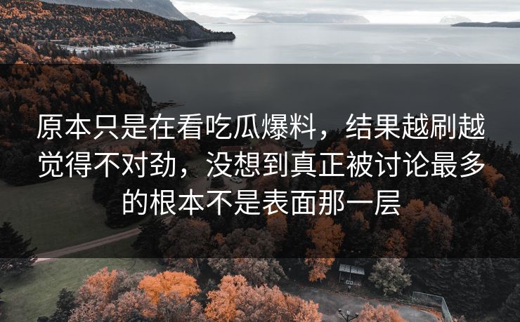 原本只是在看吃瓜爆料,结果越刷越觉得不对劲,没想到真正被讨论最多的根本不是表面那一层 原本只是在看吃瓜爆料,结果越刷越觉得不对劲,没想到真正被讨论最多的根本不是表面那一层